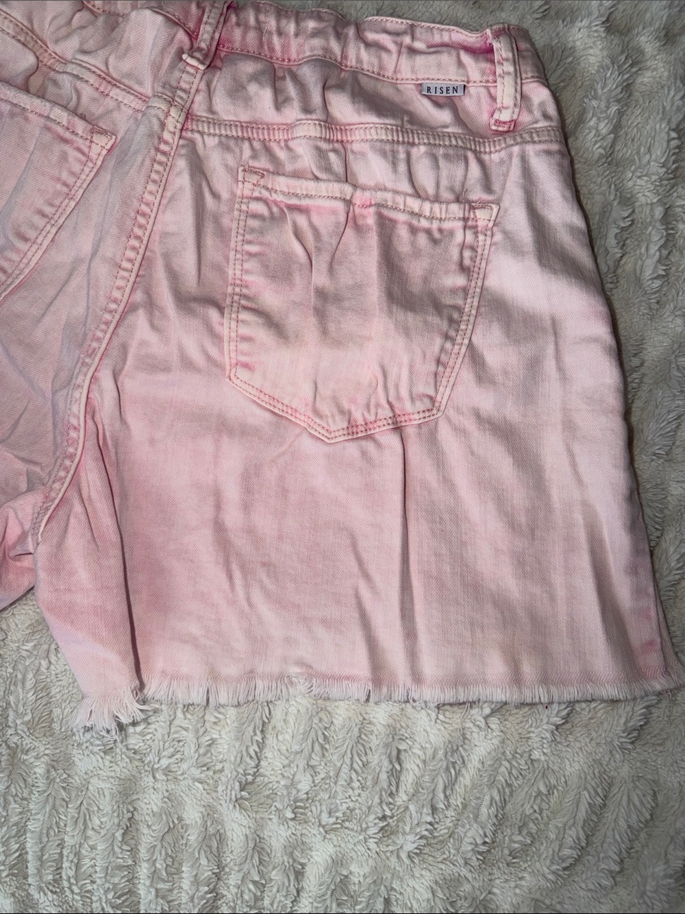 Risen High-Rise Light Pink Distressed Denim Shorts 😍 - Picture 8 of 11